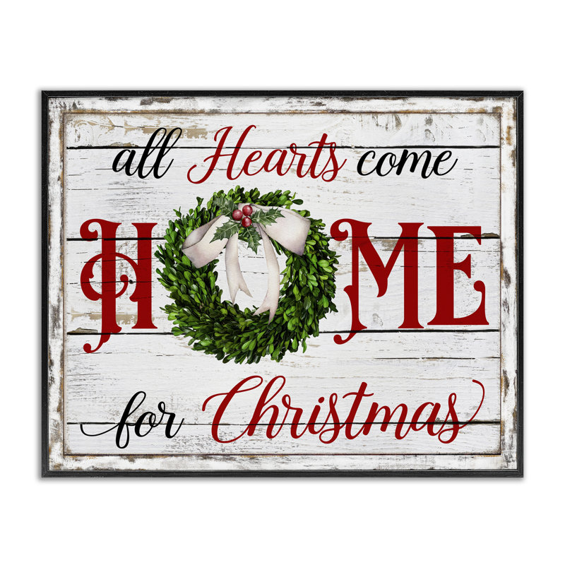 «Hearts Home For Christmas», estampe numérique par Creatif Belle, H 11 po x l 14 po, Giclée encadrée noir minuit