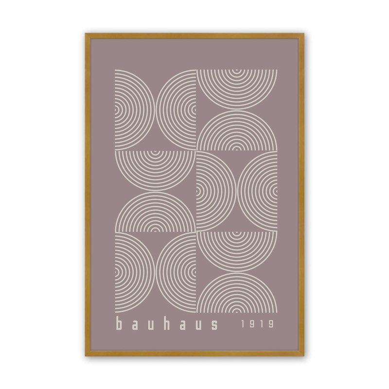 «Warm Taupe Bauhaus Composition affiche II», impression roulée, Reproduction encadrée sans passe-partout, Or poli