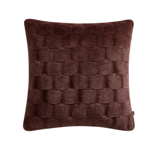 Details By Becki Owens Carved Brown Faux Rabbit Fur Decorative Pillow, 20" X 20