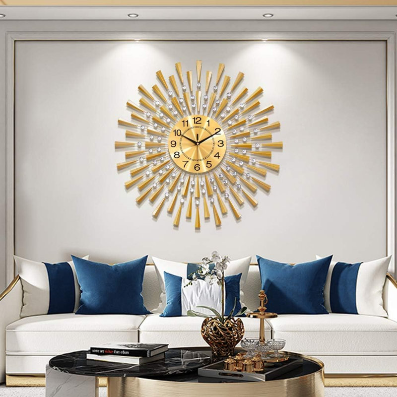 Metal Wall Clock, Large, Gold