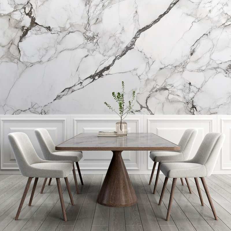 Elegant White Marble Vein, 96" L x 108" W