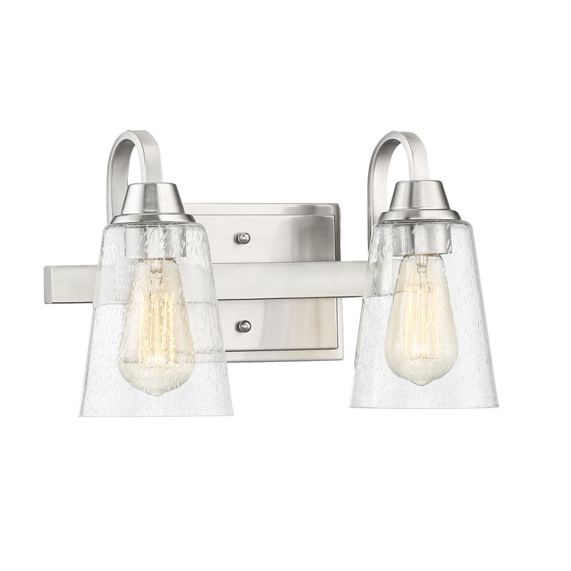 Éclairage pour meuble-lavabo à 2 lumières à intensité réglable Womack, Nickel poli brossé