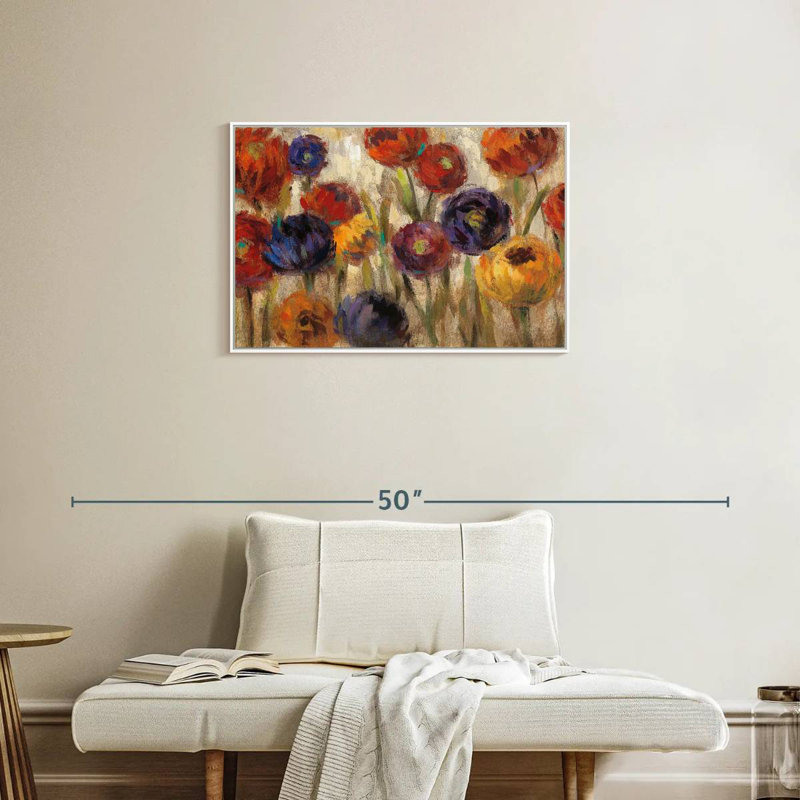 Asters et mamans, Cadre flottant blanc, 31 po x 21 po