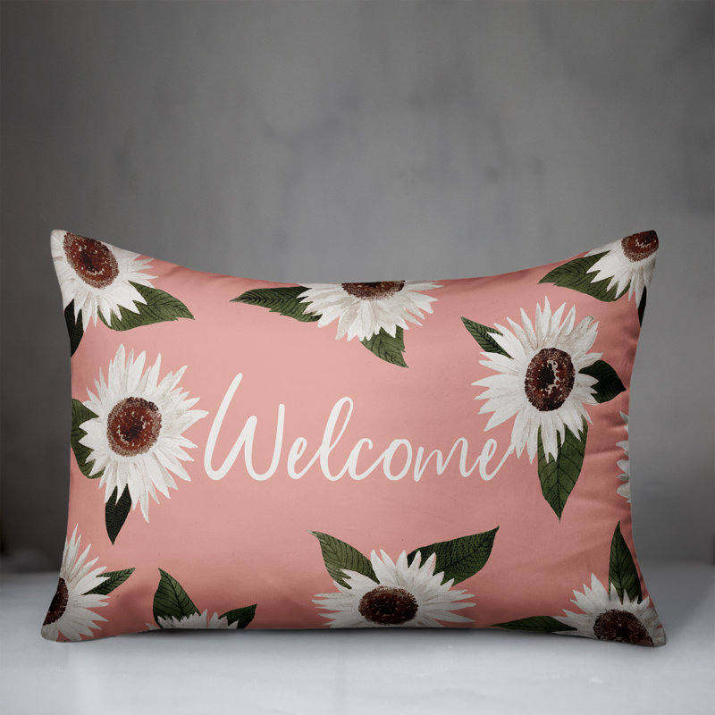  Housse de coussin rectangulaire d'extérieur Welcome Flowers, Rose