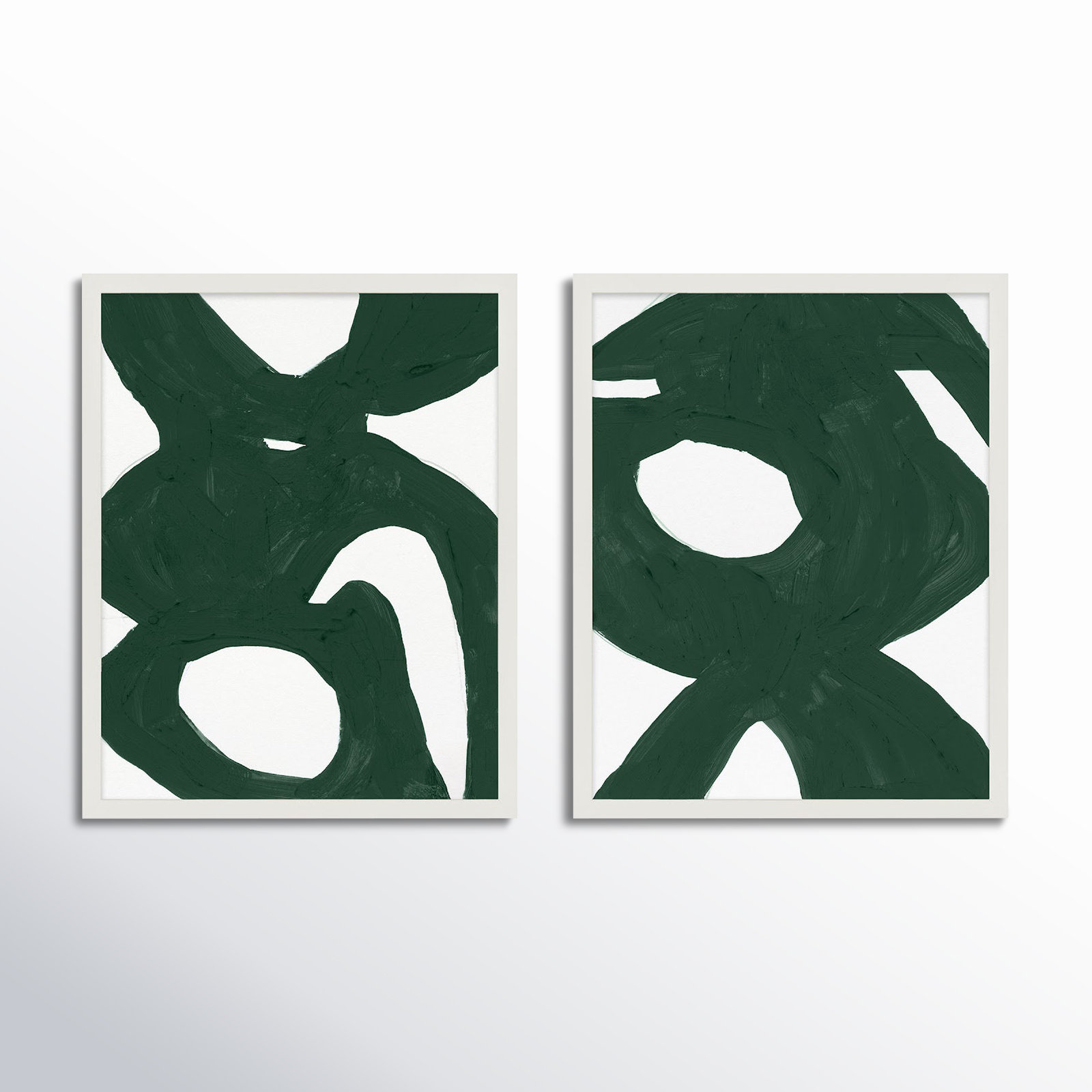 Goodall "Green Harmony" 2-Piece Painting Set, 38" H x 30" W, White Framed