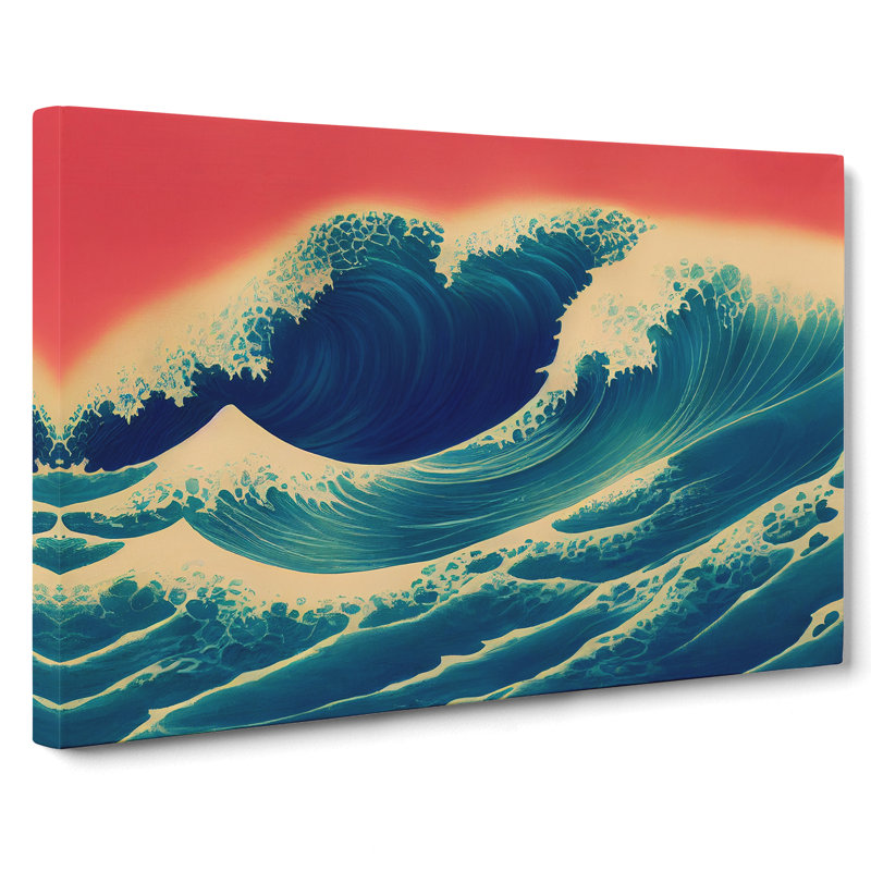 Japanese Wave Sunset Vol.1 - Wrapped Canvas, 35cm H x 50cm W x 3cm D