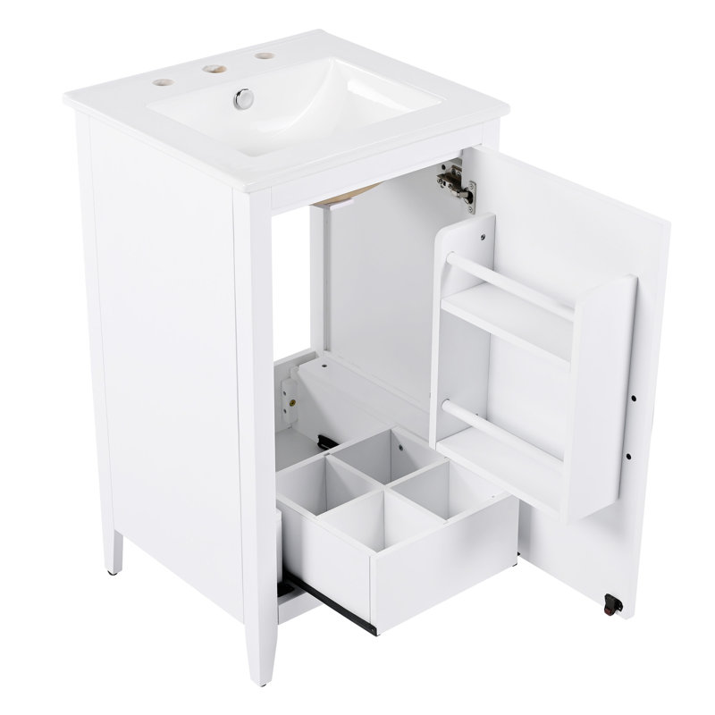 20.3" Bathroom Vanity With Sink, White