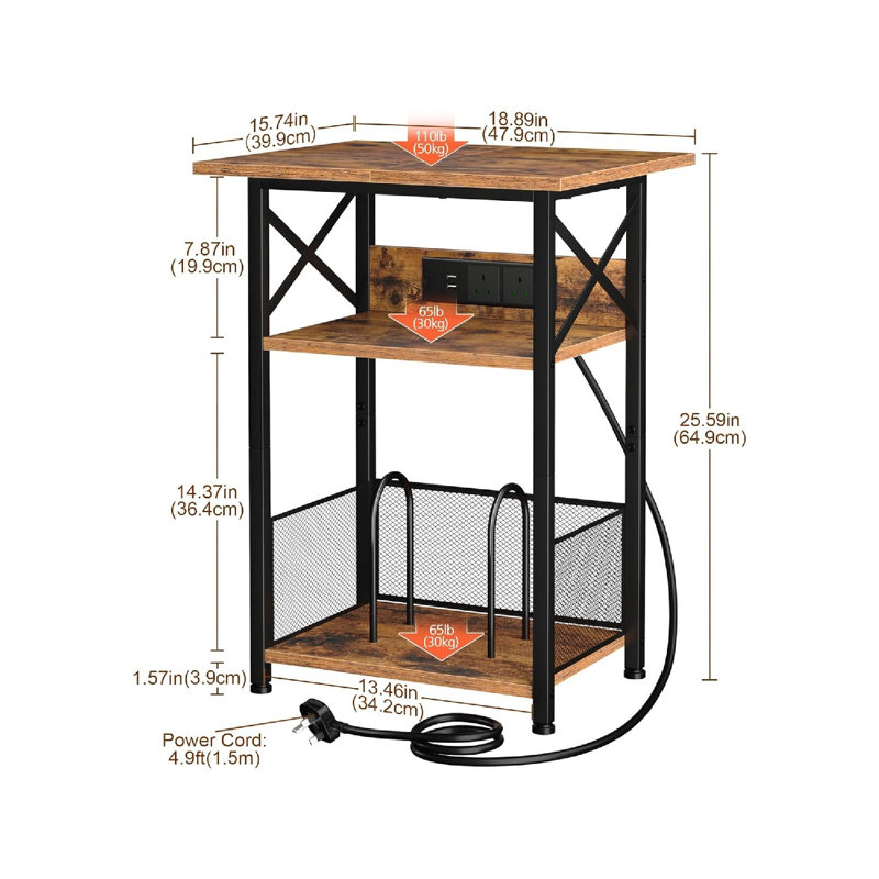 65cm H Media Shelves, Brown