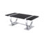 Ensemble de salon de luxe de style contemporain 3 pièces, 1 table basse, 1 table de bout, 1 table de canapé, base en tréteaux, finition noire et argentée-470342972