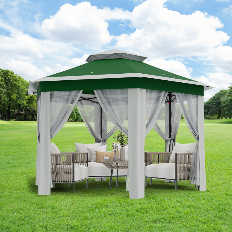 Outdoor Gazebo for Patio, Pop Up Canopy Tent with Mosquito Netting, Heavy Duty Party Tent, Green