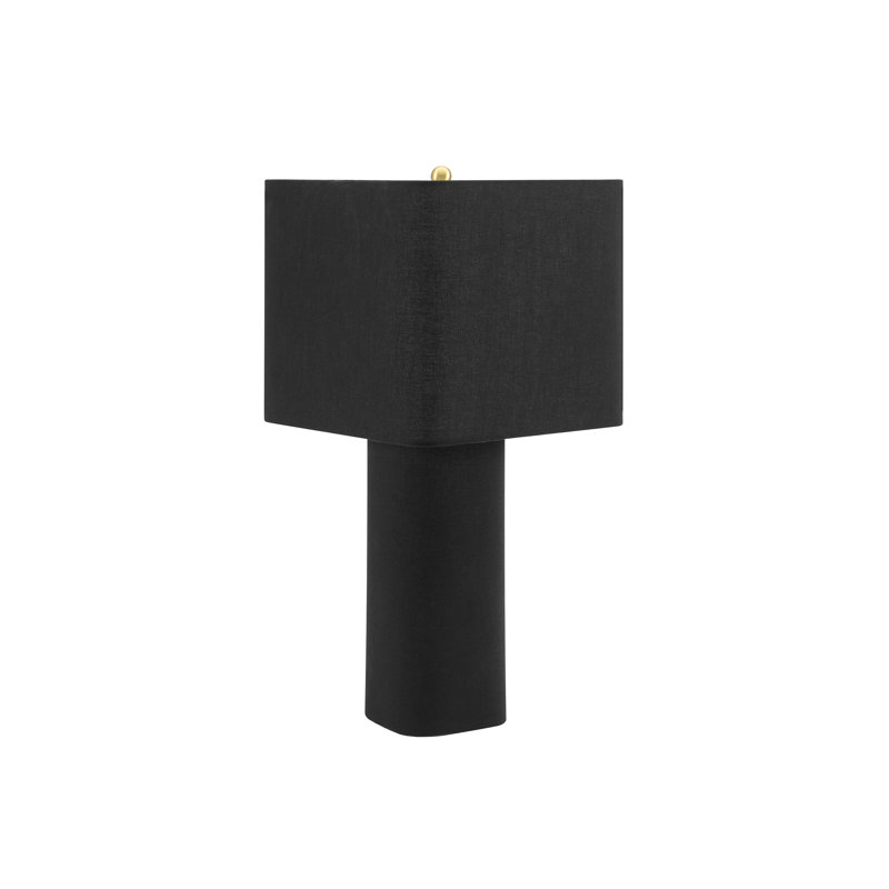 Lampe de table, 61 cm de hauteur, lin noir, style contemporain, Noir