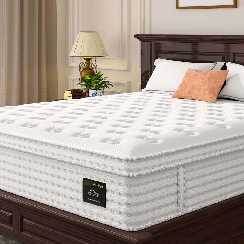 Matelas pour grand lit 14 po, mousse à mémoire de forme et ressorts ensachés, fibre de verre, ressorts ensachés individuellement pour le repos en couple, matelas blanc pratique moderne avec relief, sans fibre de verre, roulé comprimé, adapté