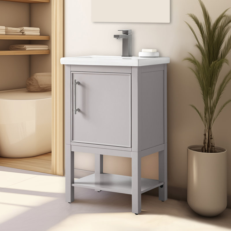Jewell 20" Single Bathroom Vanity Set, Taupe/Brushed Nickel