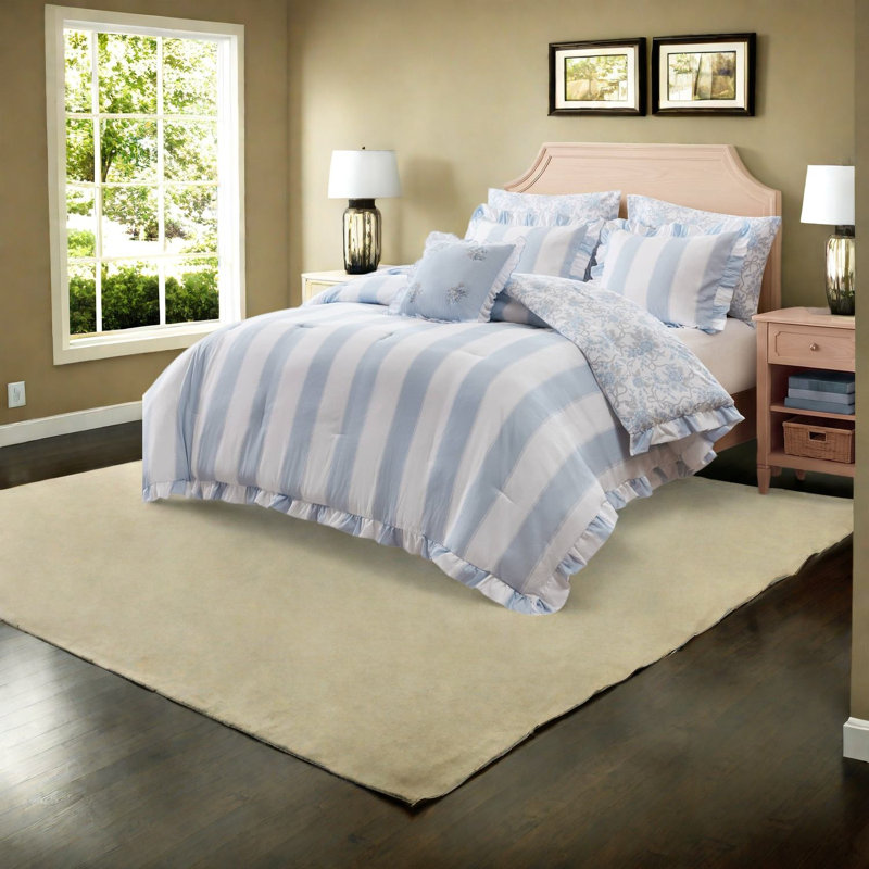 Blue Twin Twin XL Bedding Sets, Soft Microfiber Ruffle Comforter for Bedroom