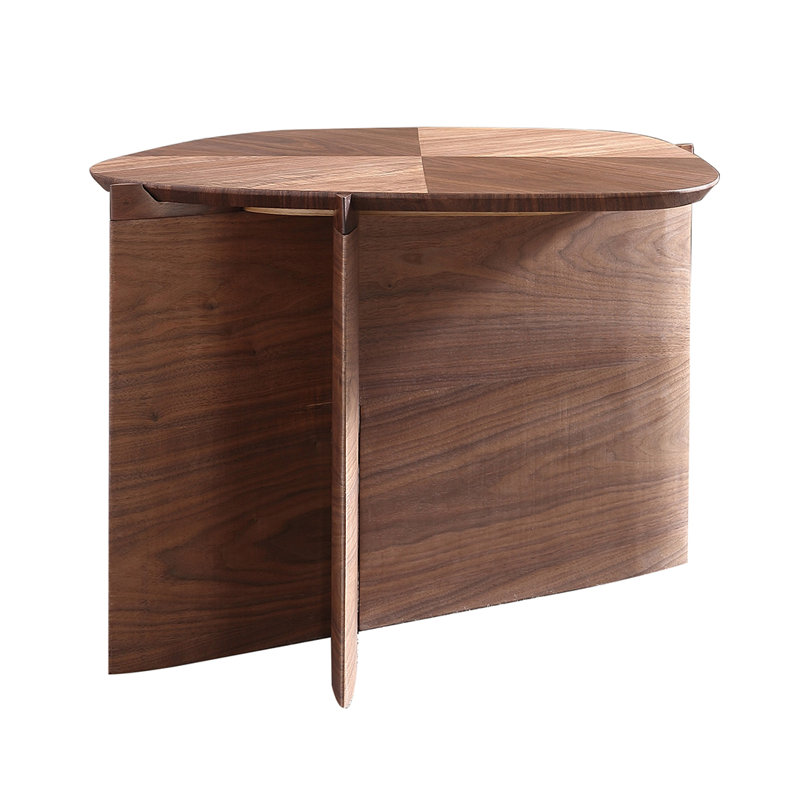 Modern Walnut And Sapphire Marble Irregular Coffee Table Nesting Set
