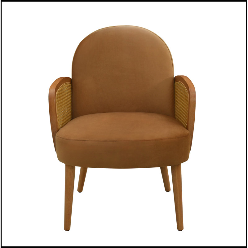 Chaise d'appoint avec accoudoirs en rotin et fauteuil de lecture, Velours brun