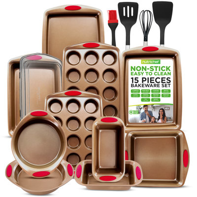 NutriChef 15 Piece Non-Stick Steel Bakeware Set