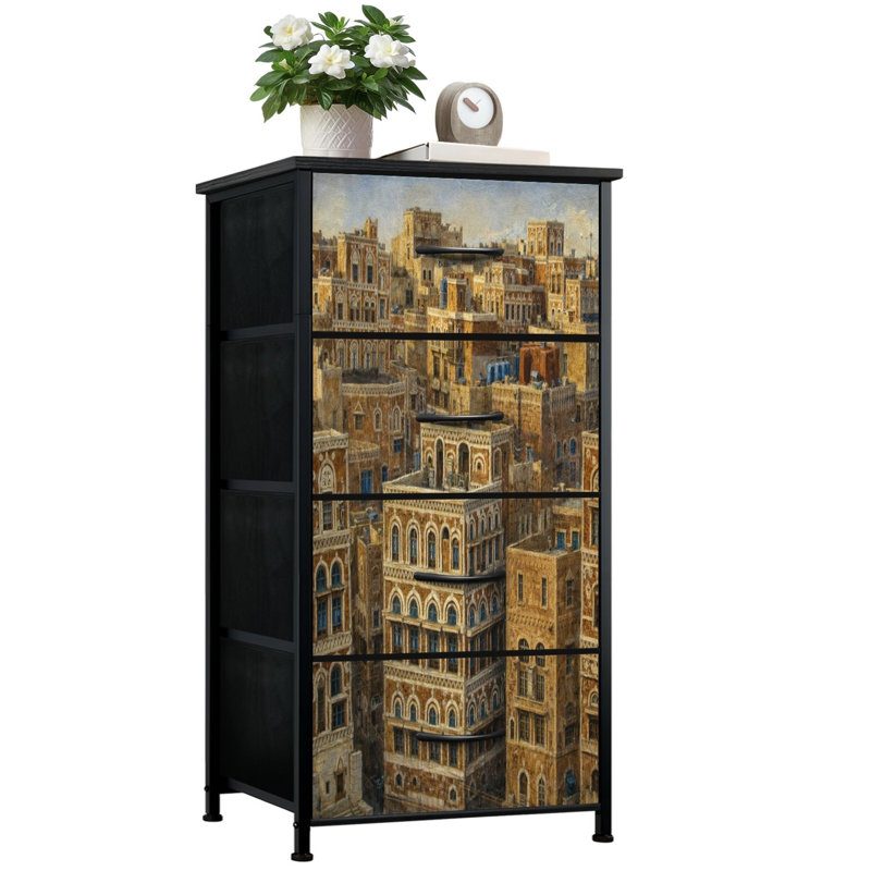 Commode pour chambre à coucher avec 4 tiroirs de rangement Yemeni Architecture Sanaa Yemen