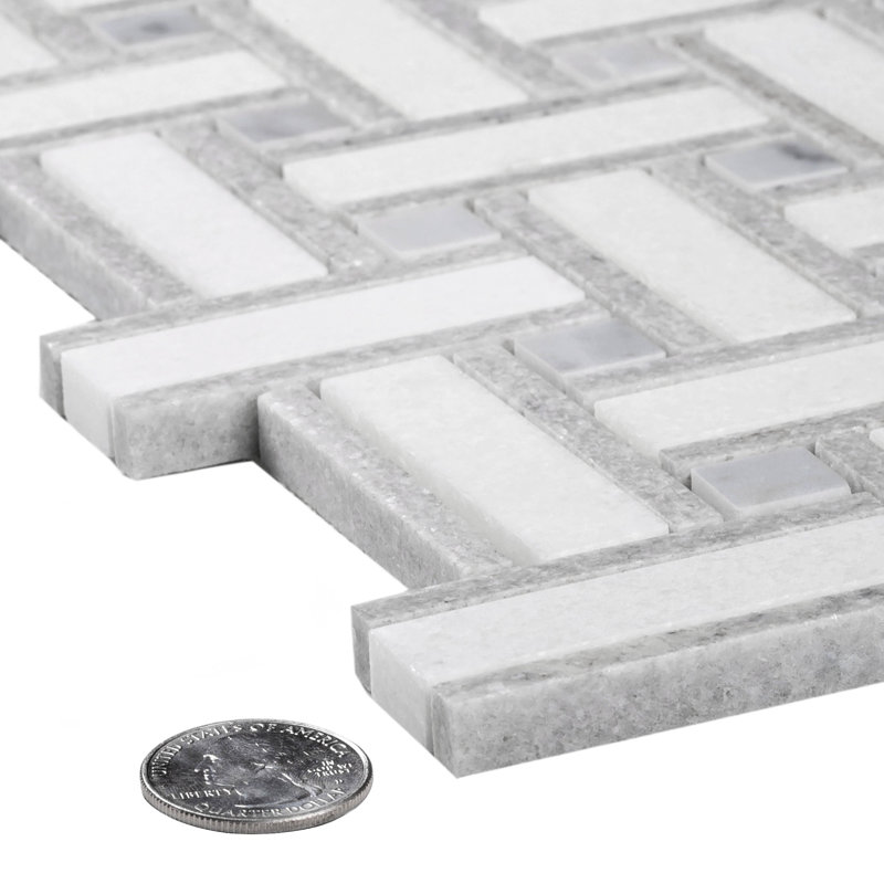 Basketweave Polished Marble Tile