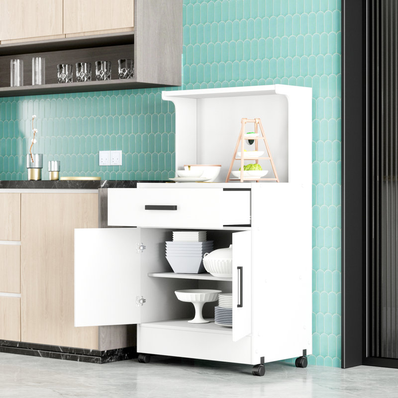 Chariot de cuisine 24 po avec roues verrouillables Chalda, Blanc