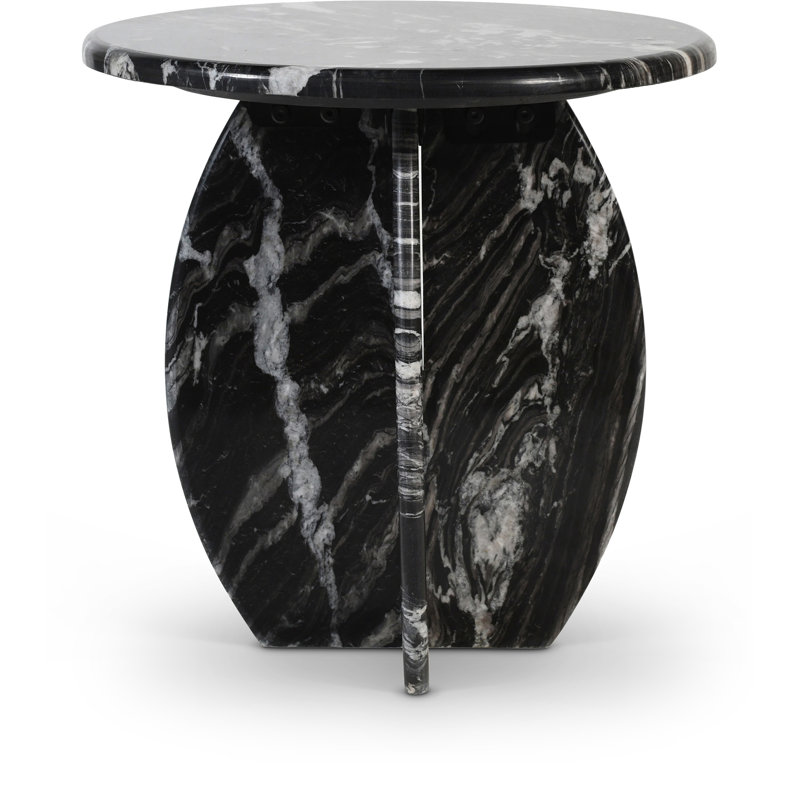 Iverna Marble Top End Table, Black