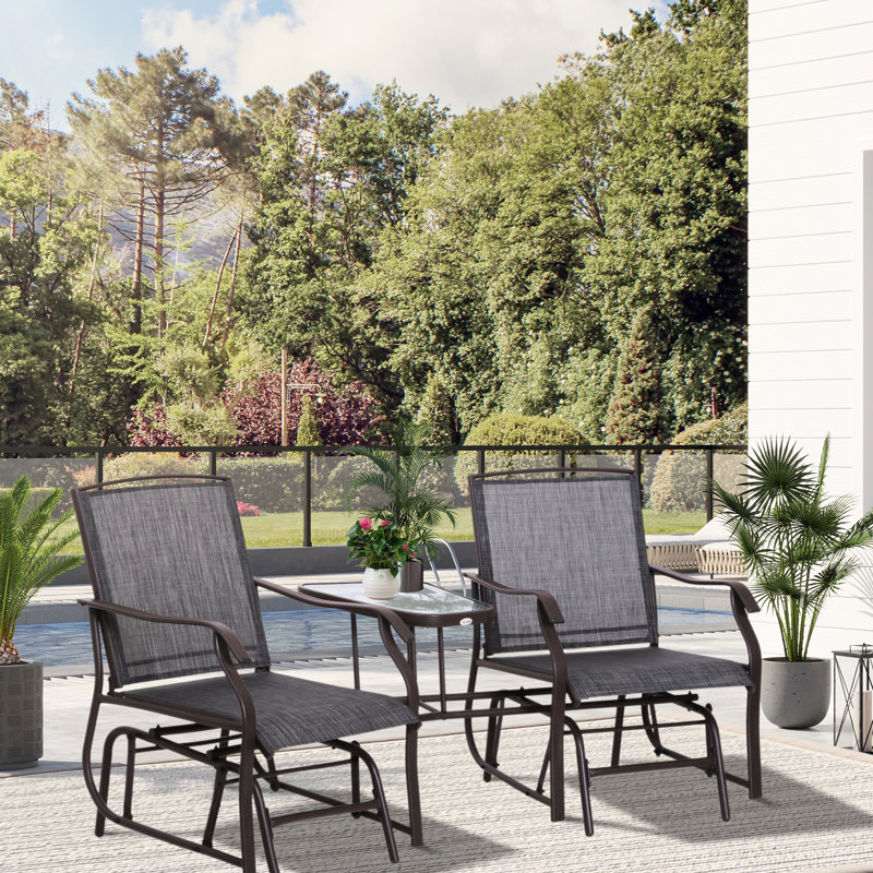 Fauteuil coulissant gris avec table de patio