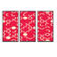 «Retro Circles On Red», ensemble de 3 reproductions d'art encadrées sur toile-1811314540-1811314536