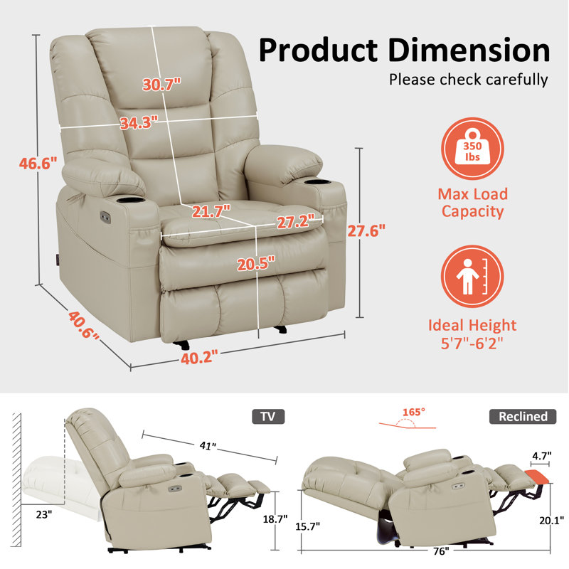 Evslin Dual Motor Power Recliner Lift Chair with Massage and Heating, Infinite Position, Faux Leather, Beige