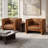 Broderic 38"W Oversized Full-Grain Leather Upholstered Square Channel Tufted Barrel Accent Armchair, Single Sofa-2130120047