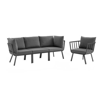 Ensemble de patio d'extérieur en aluminium 4 pièces Riverside par Modway
