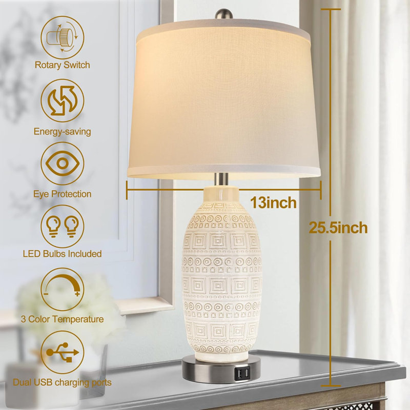 Kamyla Ceramic USB Table Lamp