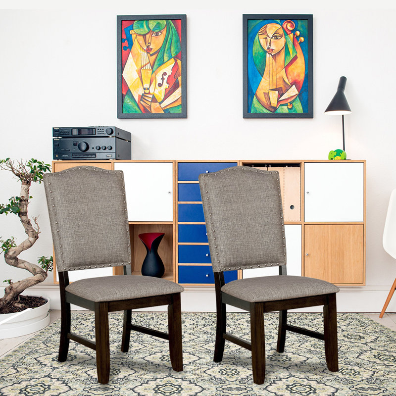 Chaise d'appoint en lin noyer foncé McGuire