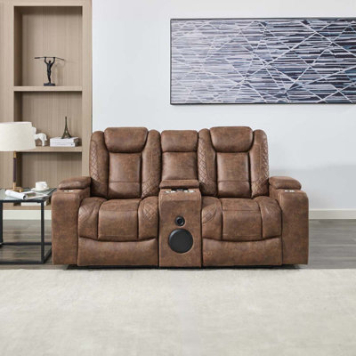Berwin 2 SEATER FABRIC AUTO RECLINER SOFA WITH CONSOLE GREY