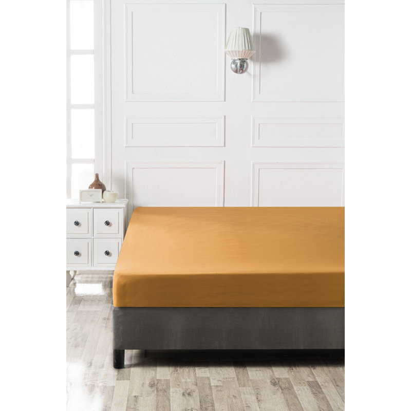 Asil 100% Cotton Fitted Sheet, Mustard, 90 x 200 cm