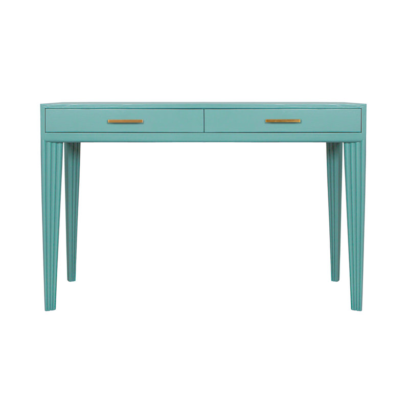 Barcelona Solid Wood Writing Desk, Turquoise