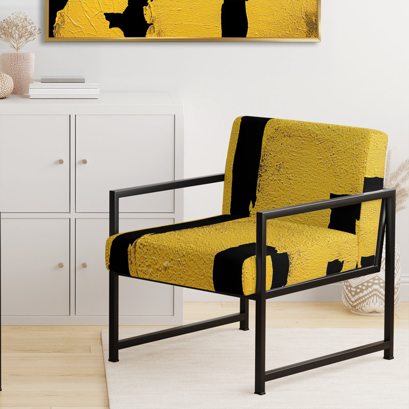 Fauteuil d'appoint rembourré Compson Glam Dancing Shape I, Noir, noir, noir, noir