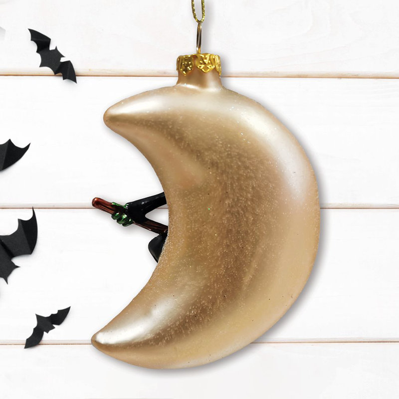 Ornement de Noël Wicked Witch and Crescent Moon, cadeau d'Halloween effrayant