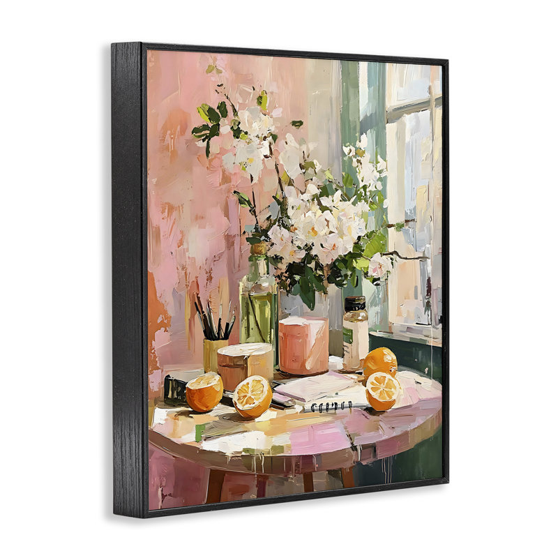 Table à déjeuner Citrus, giclée, design par LSR Creative Studio, H 14 po x l 11 po, Giclée encadrée noir minuit