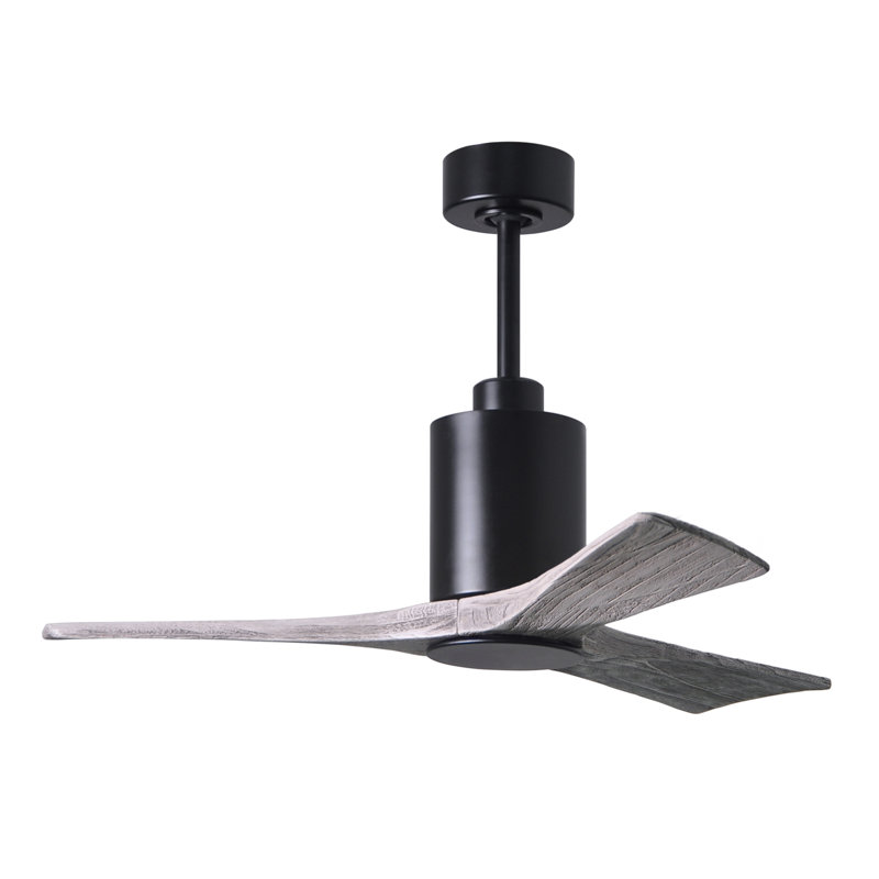 Patricia LED Downrod Ceiling Fan, Matte Black, Barn Wood, 60"