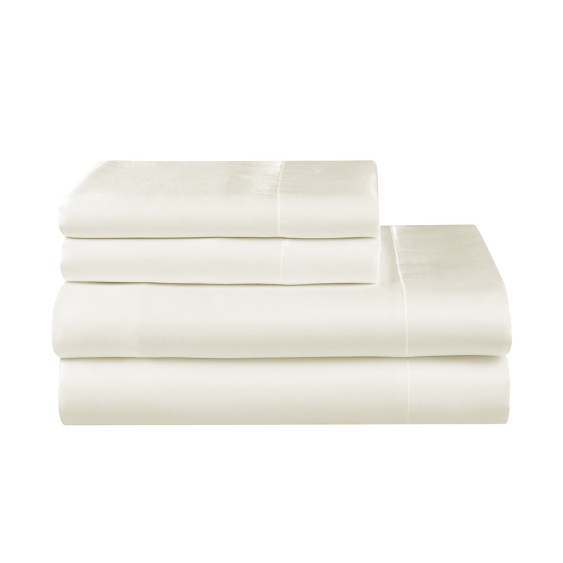 Ivory Satin Microfiber Queen Sheet Set