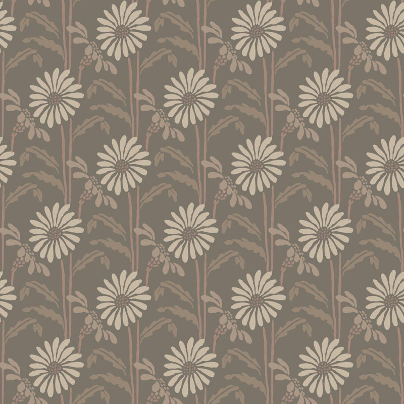 Woodland Bloom - Floral Wallpaper, Bone, Faux Grasscloth, Non-pasted