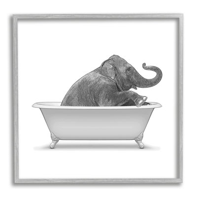 «Elephant Relaxing VIntage Bathroom Tub» par Annalisa Latella - reproduction de dessin sur bois