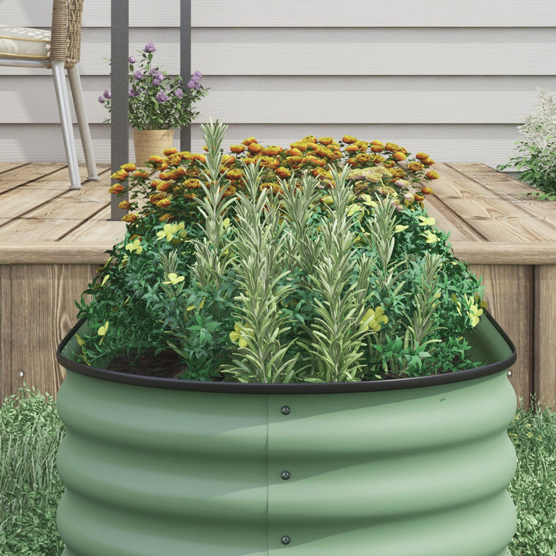 Galvanized Raised Garden Bed Planter Box, 8 x 2 x 1.5 FT, Green, Green, 16.5" H x 59" W x 23.5" D
