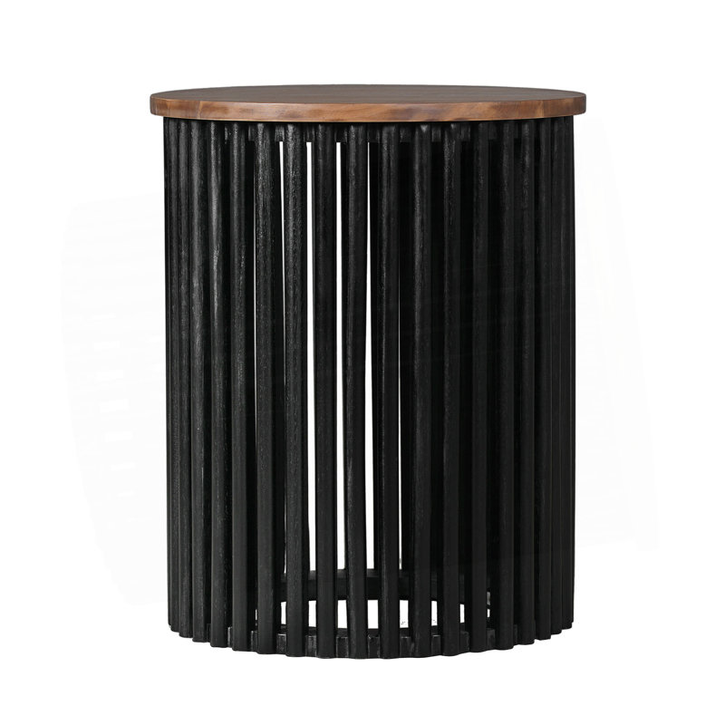 ACACIA SOLID WOOD SIDE TABLE, Natural/Black
