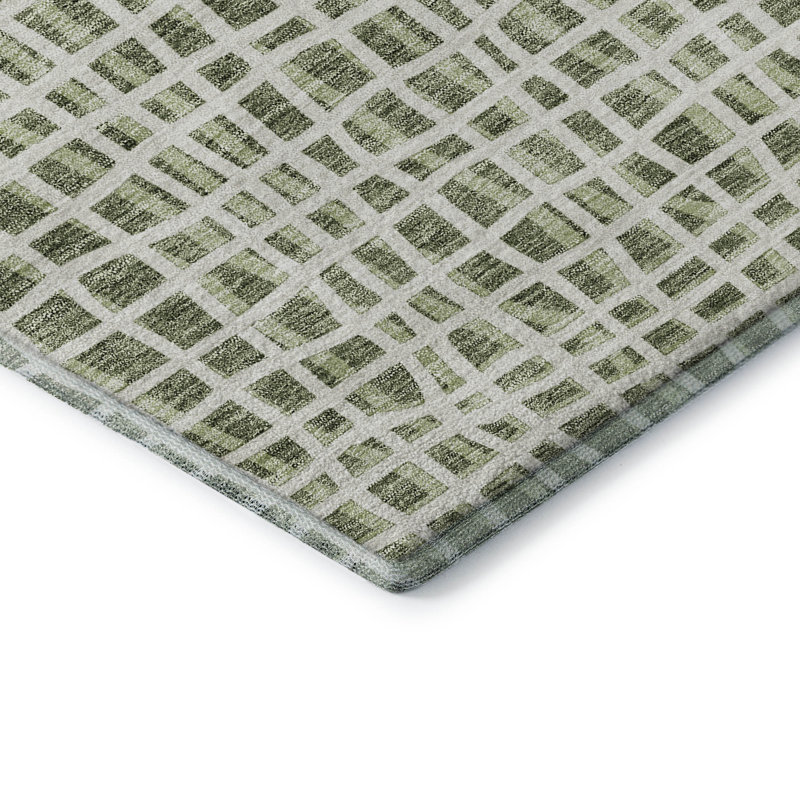 Premium Machine Washable Prisco Green Rug, Rectangle 5' x 7'6"