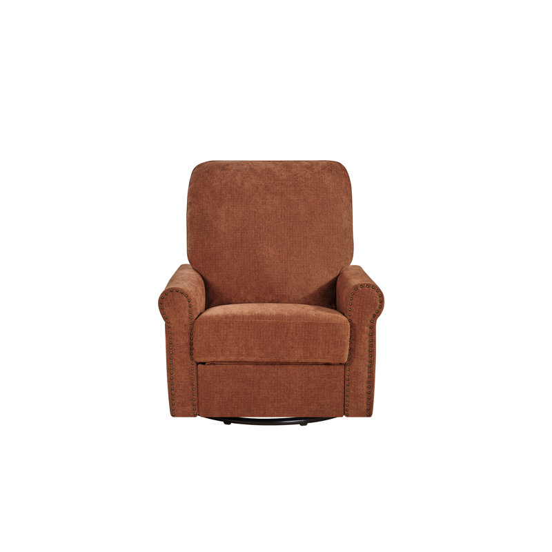 Kimberlly Upholstered Swivel Rocker Manual Recliner Living Room Recliner Bedroom Relaxing Chair, Red