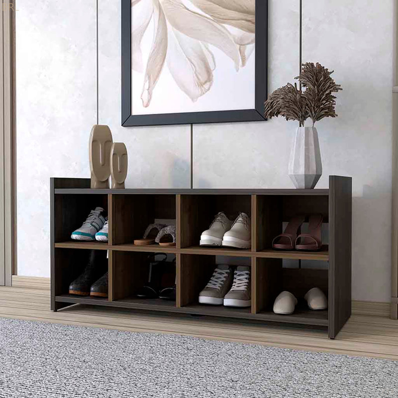 Range-chaussures Augusta, capacité de huit chaussures, finition espresso / acajou