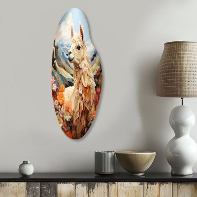 Alpacas Alpaca Afternoon - Alpacas Curved Shape Asymmetric Metal Wall Art
