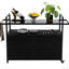 Chariot-bar extérieur avec rangement - noir, roues et plateau en verre pour patio, cour, jardin, service de boissons dans le jardin, boisson au bord de la piscine