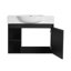 Meuble-lavabo mural 26 po avec lavabo en céramique blanche et porte à fermeture en douceur, chêne foncé, emballage KD